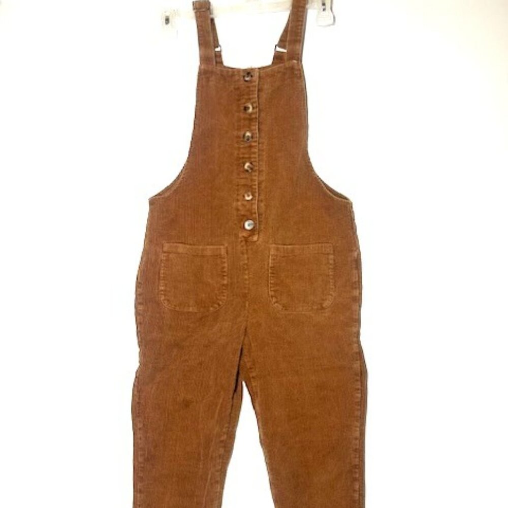 Day to Day Blu Pepper Cropped Corduroy Brown Overalls Sz S